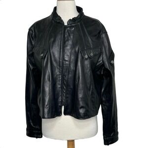 Knowles & Carter K&C 5XL Black Lambskin Leather Moto Jacket Biker Goth Emu‎ Rave